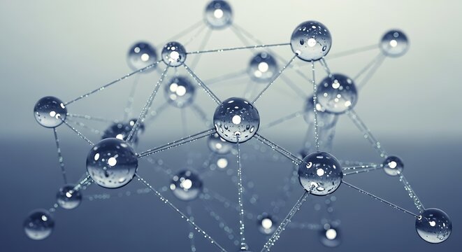 Abstract Network of Reflective Spheres Illustrating Data Connection, Molecular Structure, or Global Communication