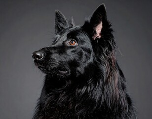 Close-up portrait of a black dog