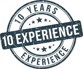 Ten years experience stamp vector image for business success and professional service quality design element