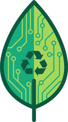 Recycling electronics and nature eco-friendly technology icon