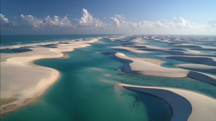 Lencois maranhenses national park with crystal clear water lagoons