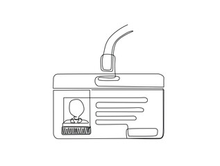 Continuous line art drawing of ID Card or Driving License Card. ID Card or Driving License Card in single line art drawing vector illustration. Halloween concept.
