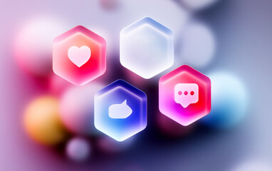 A mix of multicolored blank icons of online communication.