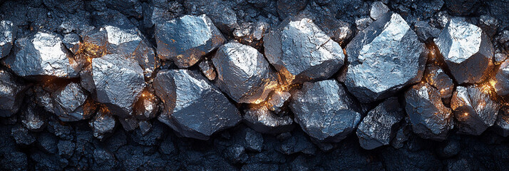 Detailed view of raw metallic lithium ore with metallic sheen Generative AI