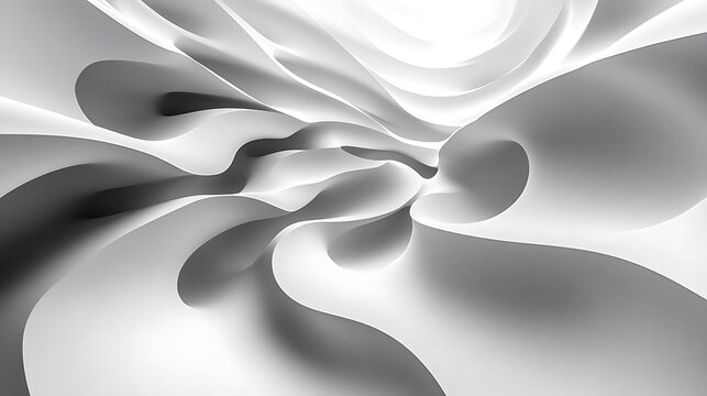 Abstract flowing shapes in neutral gray tones create a calming and modern aesthetic