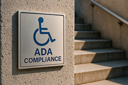 ADA compliance sign indicates a safe and accessible environment.