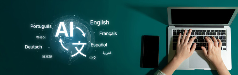 Global communication with multiple languages, digital translation tools, multilingual technology,...