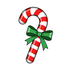 Festive candy cane with green ribbon perfect for holidays