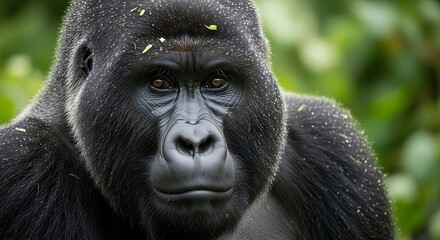 Obraz premium Portrait of a Majestic Mountain Gorilla, highlighting the depth of expression and intricate