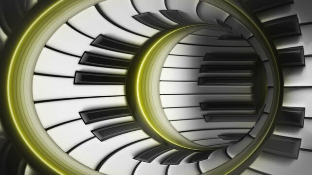 Piano Keyboard Tunnel Animation, Background, Loop
