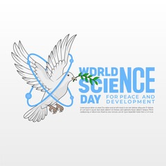 World Science Day for Peace and Development background design with Flying Dove vector illustration