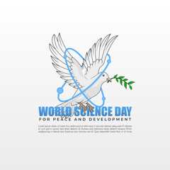 World Science Day for Peace and Development, suitable for greeting card, social media template posts etc
