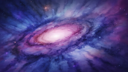Vibrant swirling galaxy with bright central core and cosmic dust clouds in deep space