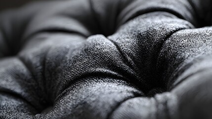 Close up view reveals deep folds and texture of dark textile material