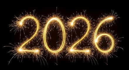 Sparkling 2026 New Year Celebration Glowing Number for Festive Greetings and Holiday Wishes