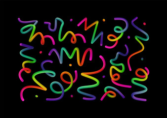 Fototapeta premium Vibrant Abstract Design with Rainbow Colored Wavy Lines on Black Background