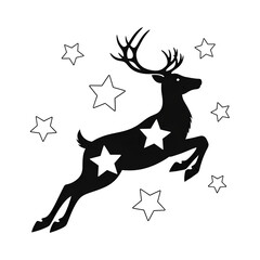 Majestic reindeer leaping among festive stars for holiday magic
