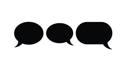Black and white speech bubbles isolated on white background in a row