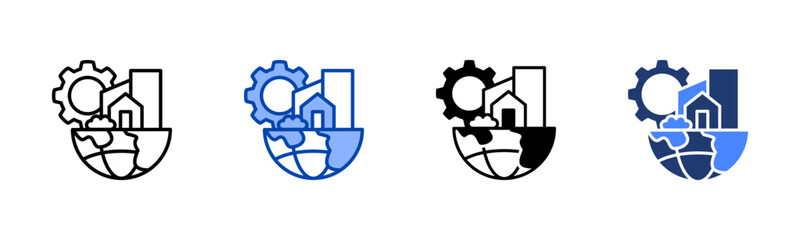 Infrastructure icon set multiple style collection