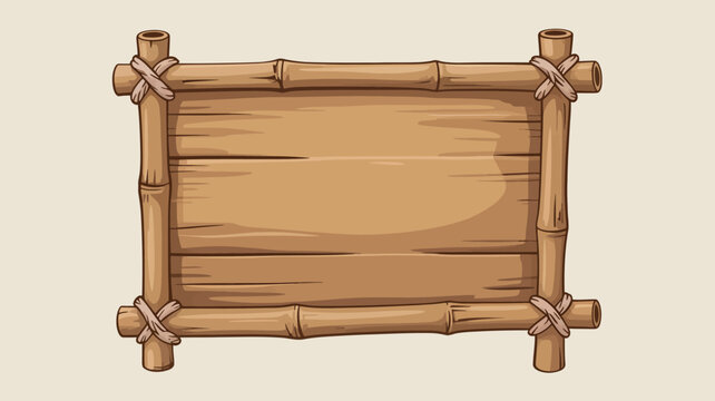 Rustic wooden signpost with bamboo frame and rope ties