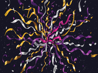 Explosion of colorful confetti and streamers celebrating festivity