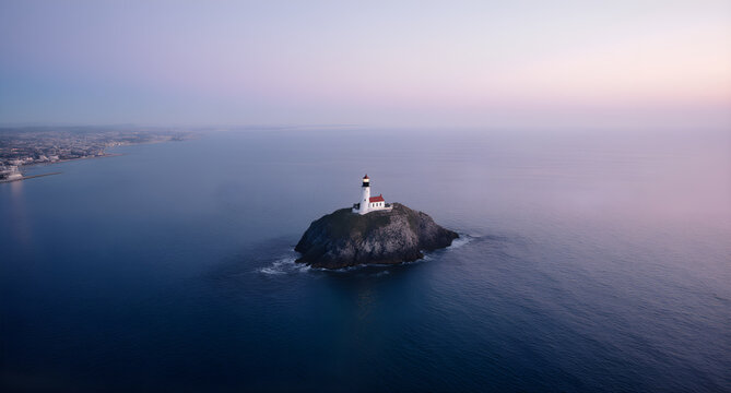 Coastal Lighthouse Aerial View