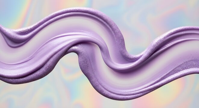 cream smear wavy purple glitter paint swirl holographic background - Powered by Adobe
