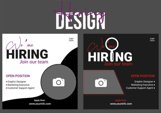 We are hiring marketing agency advertisement social media poster design vector templates