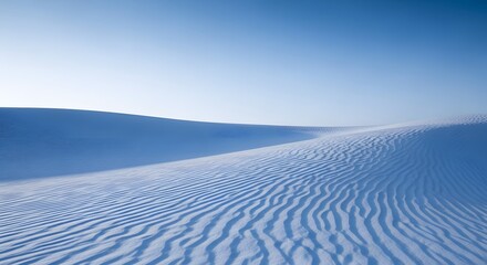 Ethereal Dunescape: An awe-inspiring image of a serene desert scene, where undulating sand dunes stretch into the horizon. The stark contrast between the bright.