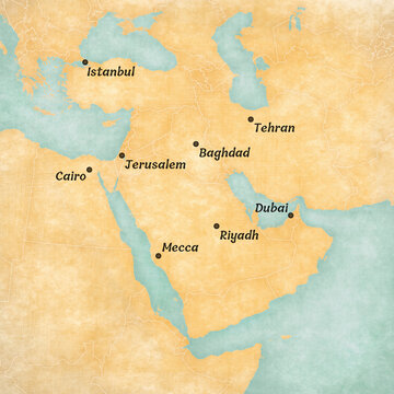 Map of Middle East - Cities