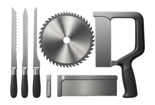Interchangeable multi-blade saw set for woodworking shops.