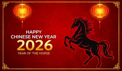 chinese new year greeting card with horse