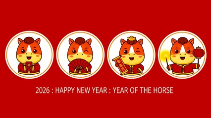 chinese new year greeting card with horse
