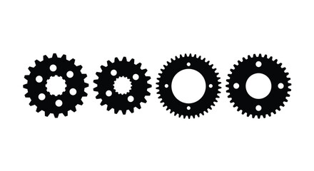 Set of four gear wheels isolated on white background for mechanical design
