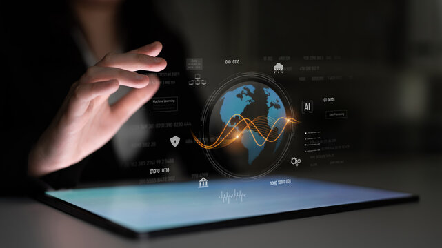 Global AI and data processing system enhances data, AI, and processing efficiency through digital network and global integration of intelligent technology Latch - Powered by Adobe