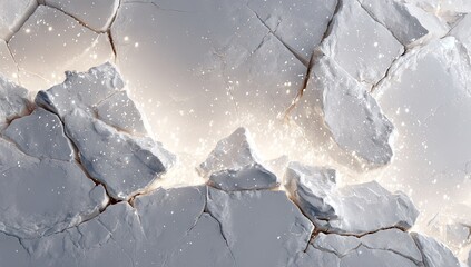 Shattered White Rock Face Impact.