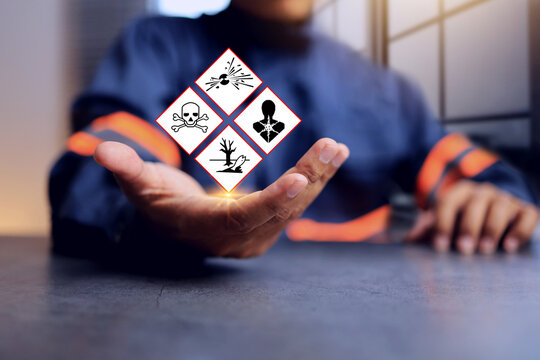 msds materials safety data sheet concept with safety staff holding warning sign for hazardous or dangerous goods to specified the substance properties