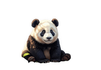 Adorable baby panda sitting and looking cute with black fur details transparent background