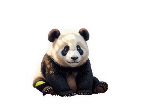 Adorable baby panda sitting and looking cute with black fur details transparent background