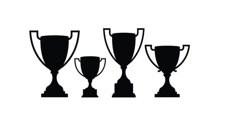Four trophy silhouettes isolated on white background are displayed together