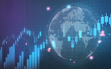 Visualize global market trends with dynamic charts and a world map, perfect for finance presentations and investment analysis showcasing international data