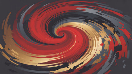 Vibrant abstract vortex of red gold and blue colors swirling dynamically in a mesmerizing spiral pattern