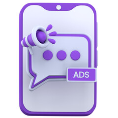 3D Illustration of Mobile Advertising and Chat Marketing