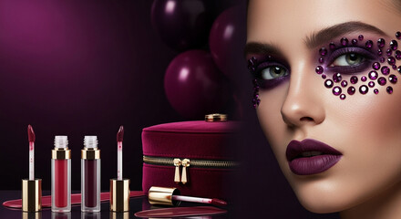 Elegant cosmetic ensembles. Eye-catching and vibrant. High-quality beauty essentials. Sophisticated beauty visuals. Radiant and appealing. Modern cosmetic advancements. Your glamorous touch.