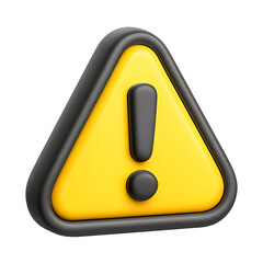 3D Yellow Triangle Warning Sign with Exclamation Mark Isolated on transparent background