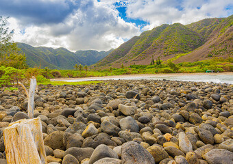 Kama'alaea Beach Across Halawa Stream on Halawa Bay, Molokai, Hawaii, USA