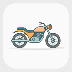 Obraz premium Vibrant flat design illustration of a classic retro motorcycle, symbolizing freedom, adventure, and the open road, ideal for various media projects depicting transportation and personal journey