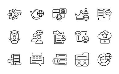 Information Network and System Line Icon Set. Router, Wi-Fi signal, internet, connection, digital technology, and global communication vector outline icons