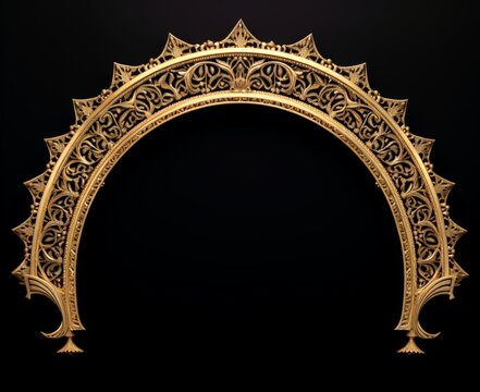 Door Design Indian and Arabic Style Golden Yellow Black Background Color LED Wall VJ Created with Generative AI Technology