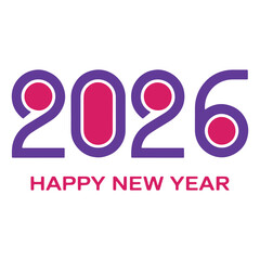 Happy New Year 2026 greeting card with elegant design elements